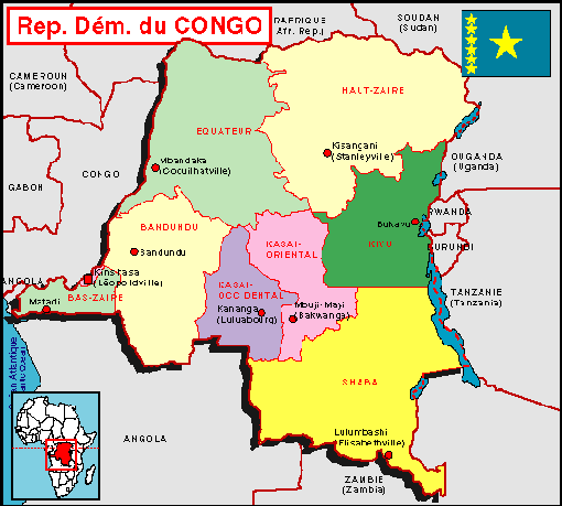 Carte politique - provinces de la RDCongo