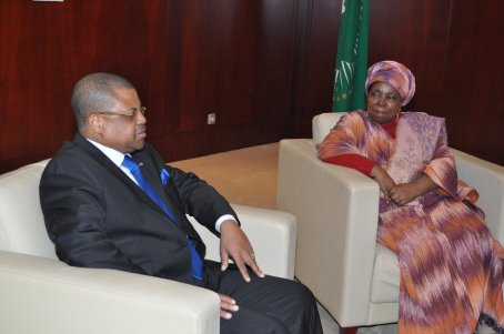 Mme Nkosazana Dlamini Zuma (Présidente de la Commission de l’Union africaine) rencontre M. Nicolas Tiangaye (Premier Ministre de la République Centrafricaine) - 08 juillet 2013