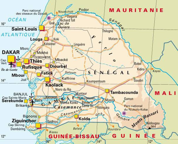 Carte geo du Senegal