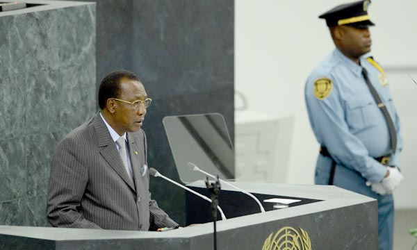Le président du Tchad, Idriss Deby Itno à la tribune de l'Assemblée générale de l'Onu, à New York
