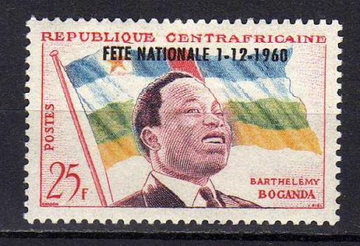 timbre émis à l'effigie de Barthelémy Boganda. 1960