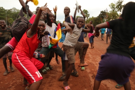 Toute la Capitale centrafricaine, bangui, est en liesse aprs cette victoire de l'quipe nationale du football.