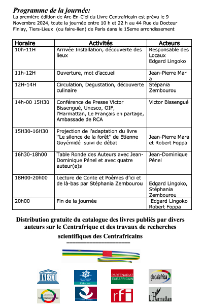 Programme de l'Arc-En-Ciel du Livre Centrafricain 2024